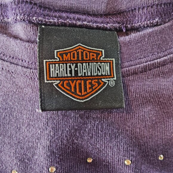 Harley Davidson Womens Bling Purple Long Sleeve Tee Shirt Size 2X tshirt - Picture 7 of 16